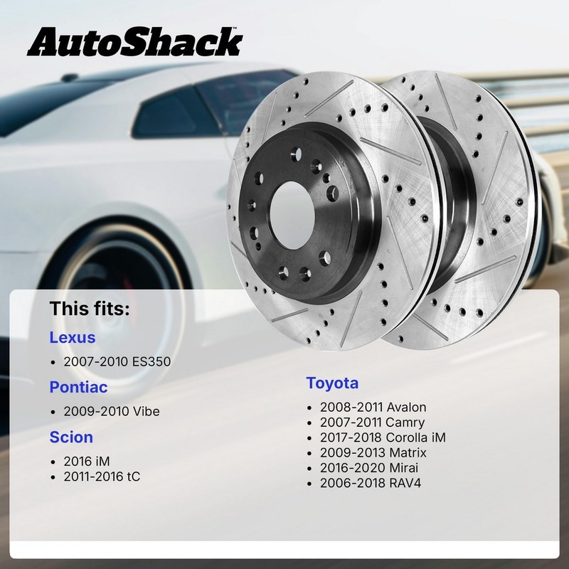 Front Drilled Slotted Brake Rotors Black Pair 2 for Toyota RAV4 Camry Scion tC gallery