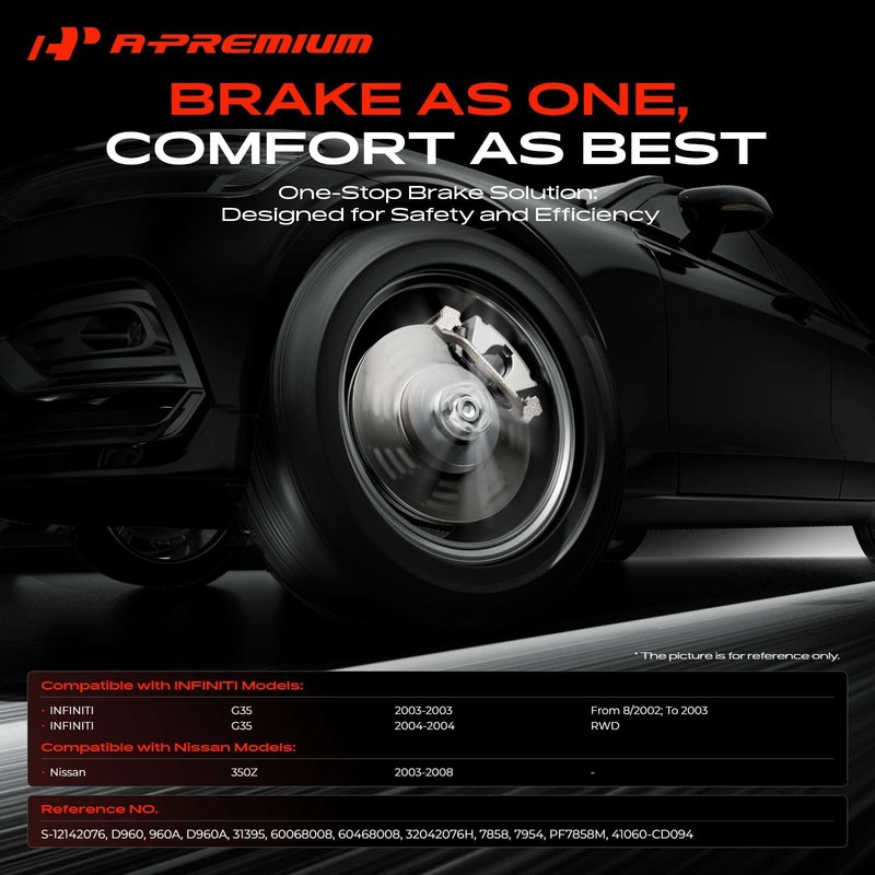 A-Premium Front Side Drilled Brake Rotors & Ceramic Pads for Nissan 350Z 03-08 gallery