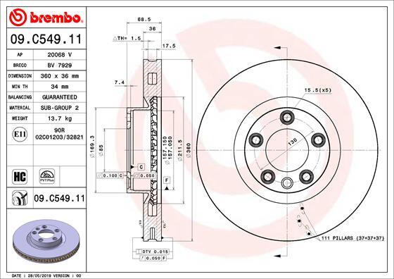 Fits VW Touareg 2010-2018 Porsche Cayenne 2010- Intupart Front Brake Disc gallery