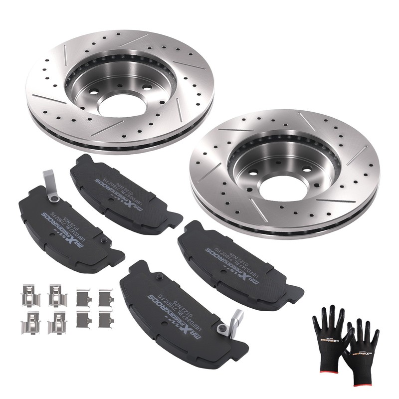 Front Drilled Slotted Brake Rotors Ceramic Pads for Honda Civic Del Sol 1993-97 gallery