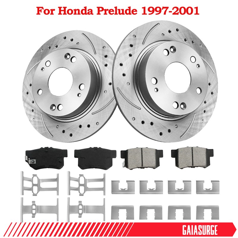 260mm Rear Brake Rotors + Brake Pads Kit for 1997-2001 Honda Prelude 2.2L