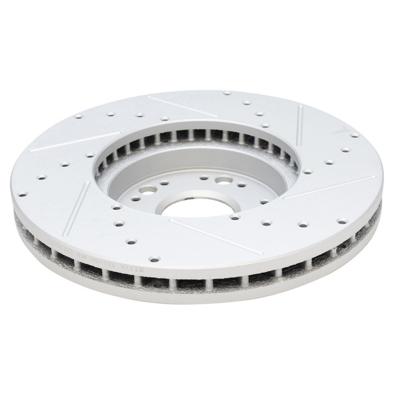 TRQ Front Performance Drilled & Slotted Brake Rotor & Posi Ceramic Pad Set gallery