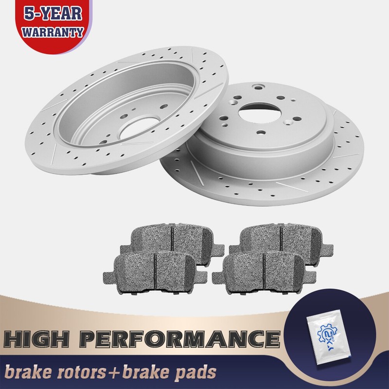 Rear Drilled Rotors + Ceramic Brake Pads for 2003 – 2008 Honda Pilot Acura MDX