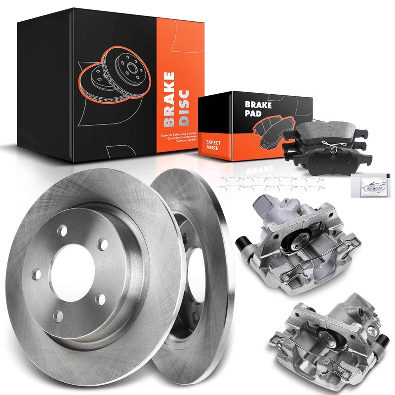 Disc Brake Rotors & Pads + Brake Caliper for Mazda 3 2005-2008 L4 2.3L Rear Side
