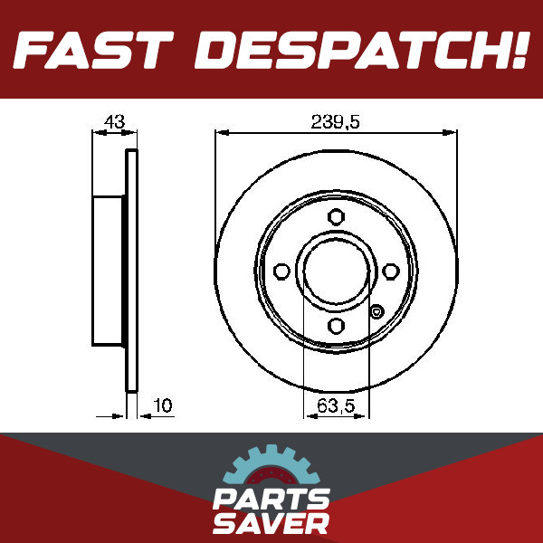 2x Brake Discs Pair Solid fits FORD ORION Mk3 1.3 Front 90 to 92 238.8mm Set New