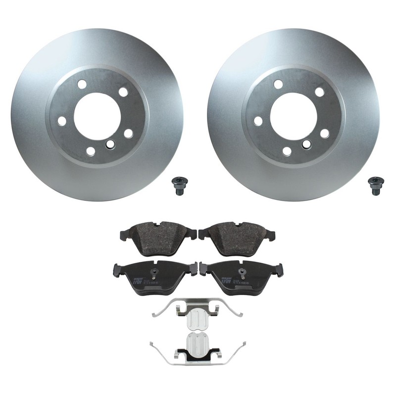 Hella Front Rotors TRW Pro Low-Met Disc Brake Pad Kit For BMW E60 525i 530i Base