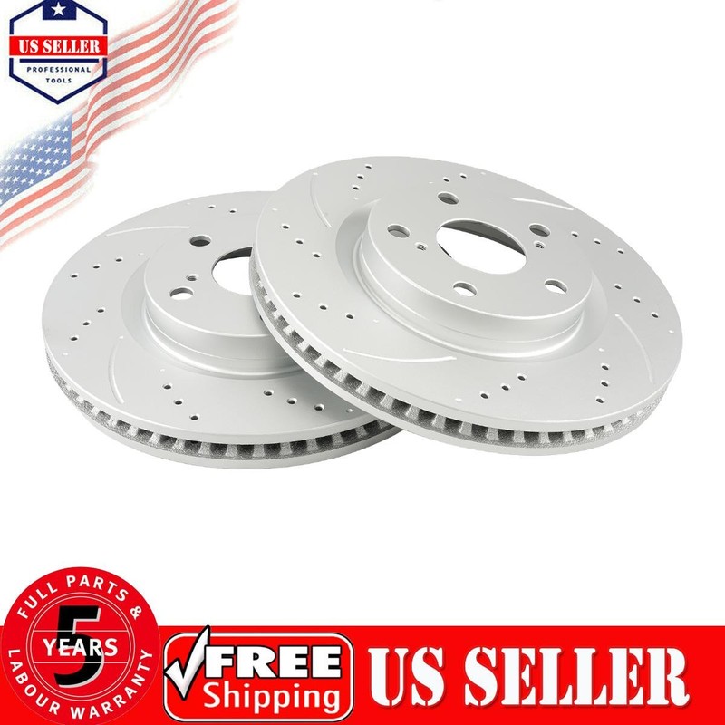 Front Drilled Slotted Rotors For 2007-2017 Toyota Camry 2013-2015 Toyota RAV4