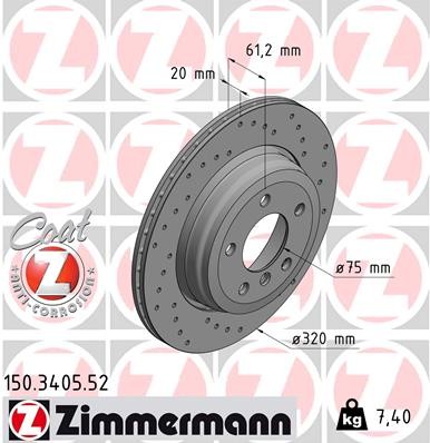 Zimmermann 150.3405.52 Brake Disc for BMW, BMW (Brilliance)