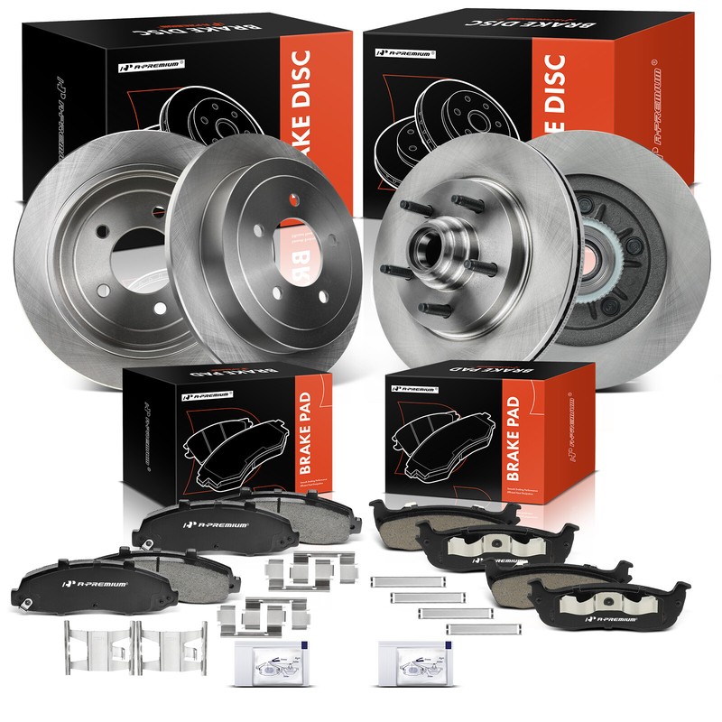 A-Premium Front & Rear Disc Brake Rotor & Ceramic Pad for Ford F-150 2000-2003