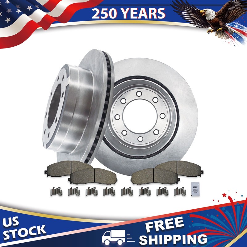 Rear Anti-rust Brake Rotors and Ceramic Pads Kit For 2013-2021 Ford F-250 D1691
