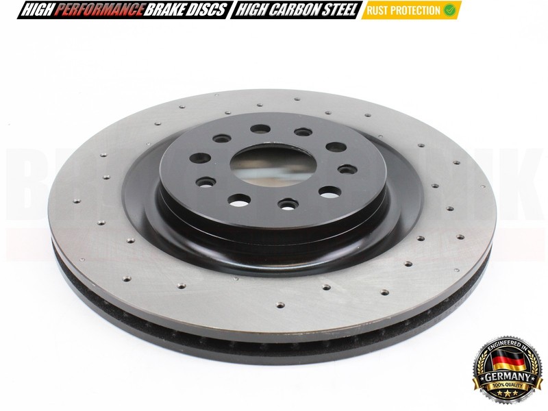 FOR MASERATI GHIBLI QUATTROPORTE PERFORMANCE DRILLED REAR BRAKE DISCS PAIR 345MM gallery