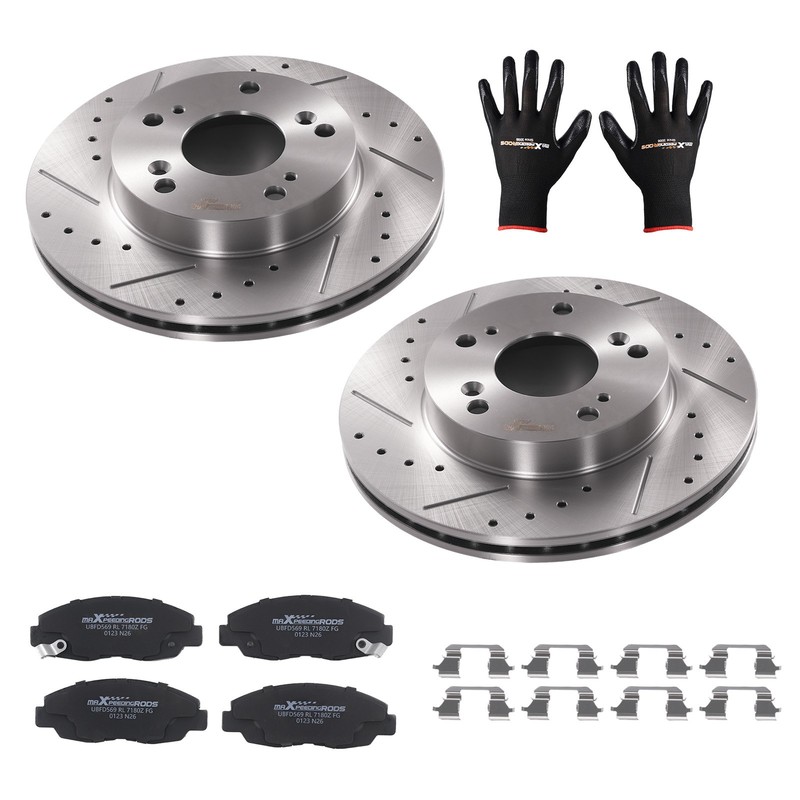 Front Drilled BrakeRotors & Ceramic Pads Kit for Honda Civic DX EX LX 2006-2011 gallery