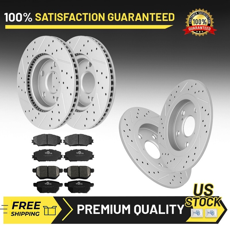 Front Rear Drilled Slotted Rotors + Ceramic Brake Pads for 2008 – 2015 Scion xB