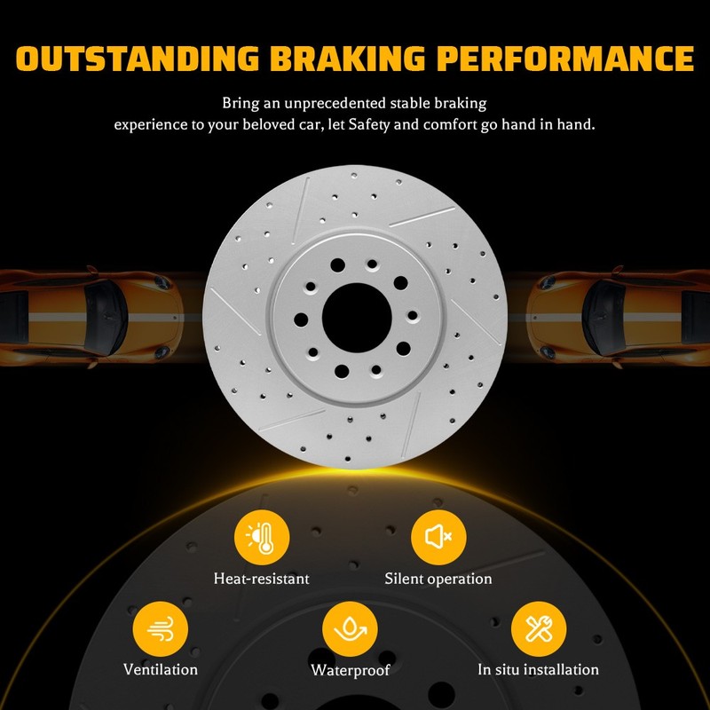 315.7mm Front & 308mm Rear Drilled Brake Rotors for 2003-2012 2013 Volvo XC90 gallery