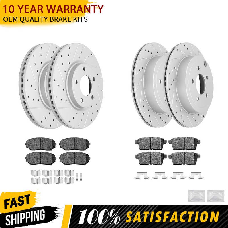 Front Rear Drilled Brake Rotors Ceramic Pads for 2007-2009 Ford Edge Lincoln MKX