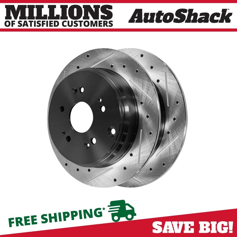 Rear Drilled Slotted Brake Rotors Black Pair 2 for Honda Odyssey Pilot Acura MDX