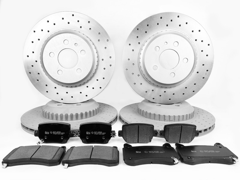 Front Rear Drilled Brake Discs Pads Tesla Model 3 Performance 355mm 335mm
