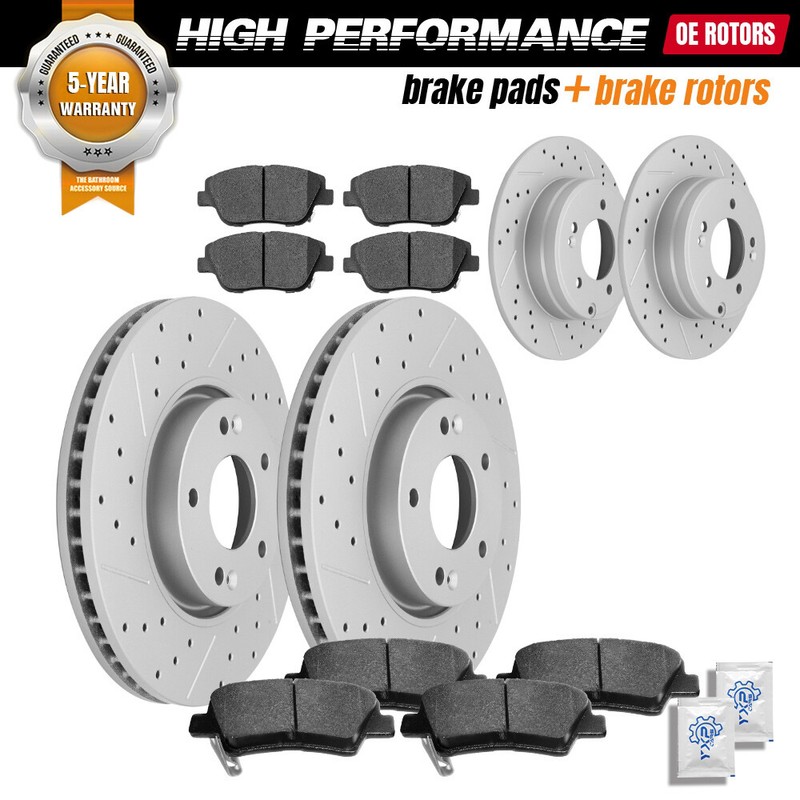 Front Rear Disc Rotors + Ceramic Brake Pads Set for Hyundai Sonata Kia Optima