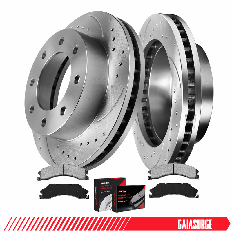 6pc Front Drilled Rotors Brake Pads for Chevy GMC Silverado Sierra 2500 3500 HD