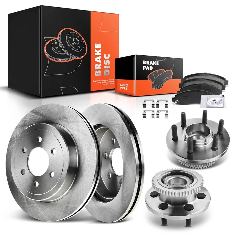Front Disc Brake Rotor & Pad + Hub Bearing for Dodge Dakota 03-04 RWD 4Wheel ABS