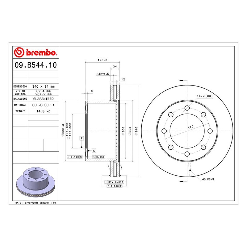 For Ford F-250 Super Duty 05-12 Brembo PRIME Plain Vented Rear Brake Rotor gallery