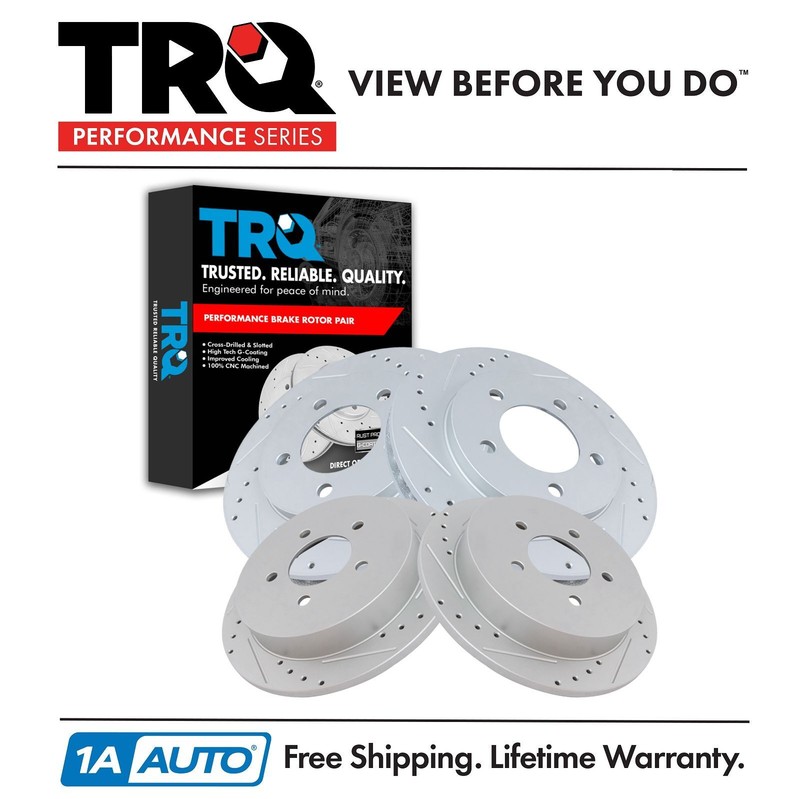 TRQ Drilled Brake Rotor Set Fits 97-02 Ford Expedition 98-02 Lincoln Navigator