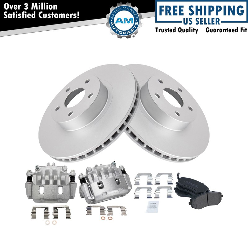 Front Metallic Brake Pad Coated Rotor & Caliper for Subaru Impreza Legacy