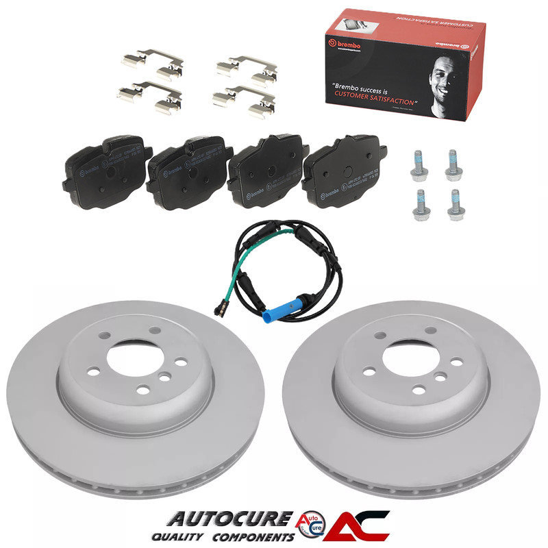 FOR BMW 5 SERIES 520D M SPORT MHEV G30 G31 REAR COATED BRAKE DISCS & BREMBO PADS