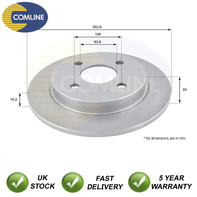 Brake Disc Rear Comline Fits Ford Fiesta 2004- Focus 1998-2007 #1