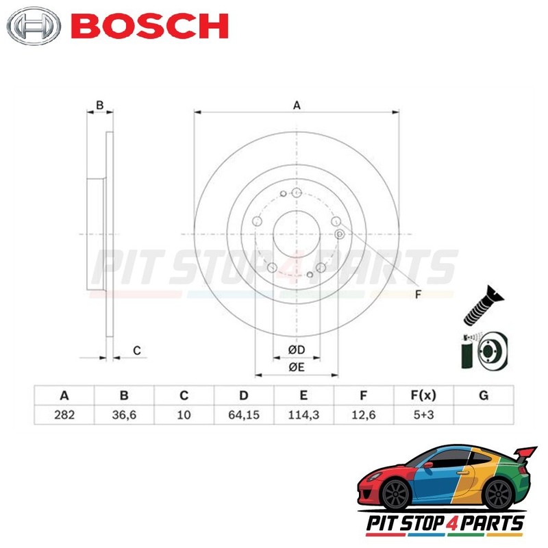 Bosch 0986479G90 Brake Disc Single 36 mm 4251TBFA 4251TGNG 8D71811