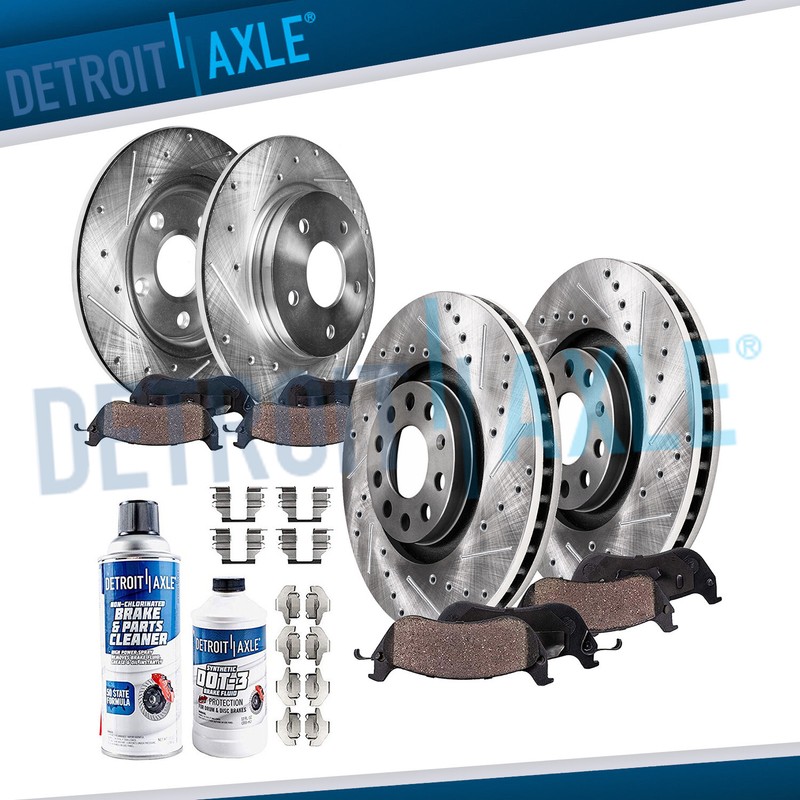 Front & Rear Drilled Rotors + Ceramic Brake Pads for 2005 - 2009 Audi A4 Quattro