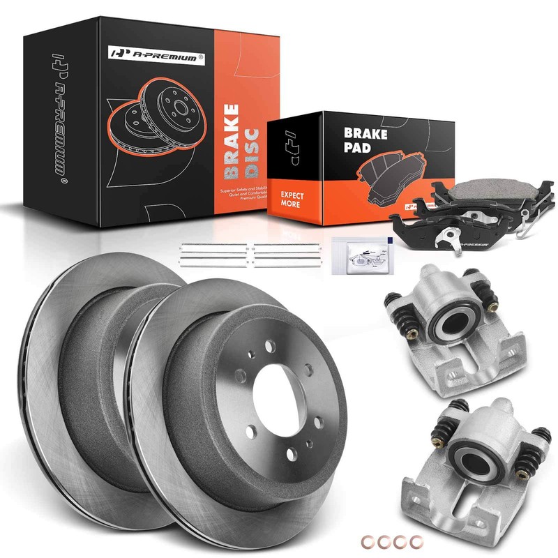 Rear Disc Brake Rotor & Pads + Brake Caliper for Ford F-150 2004-2011 Lincoln