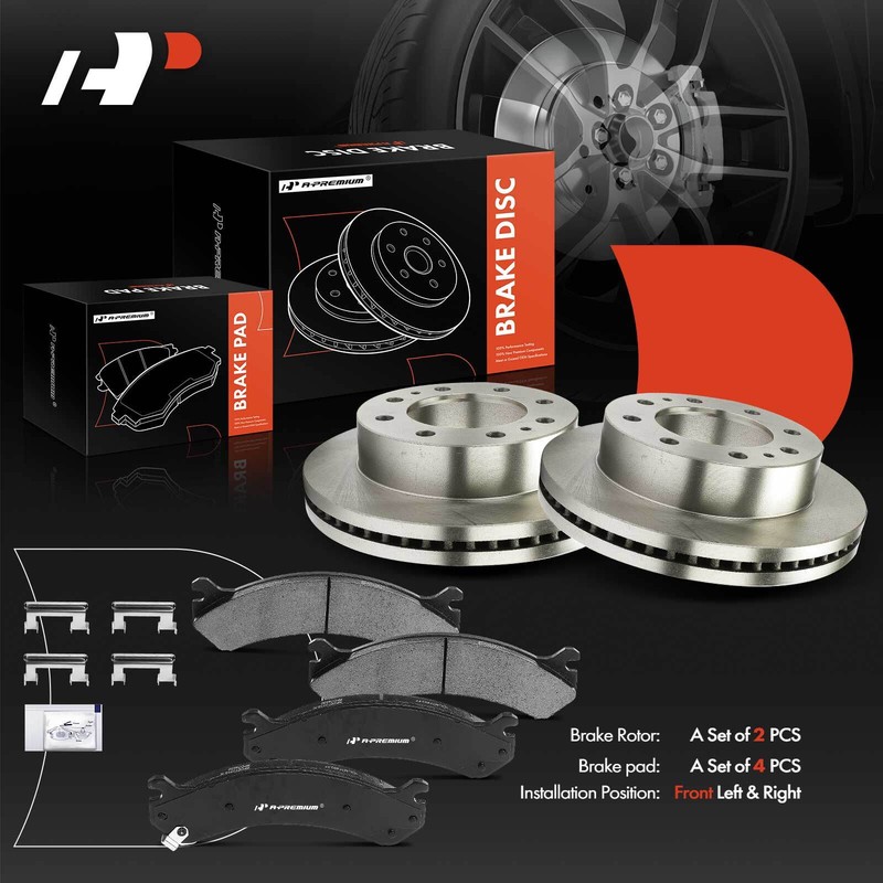 A-Premium Front Disc Brake Rotors & Ceramic Pads for Chevy Silverado 3500 01-06 gallery