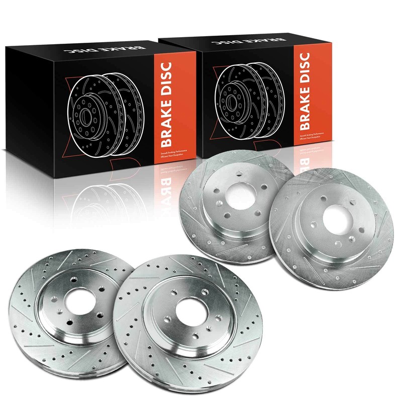 4x Front and Rear Drilled Brake Rotors for Buick Lucerne Cadillac DTS 2006-2011