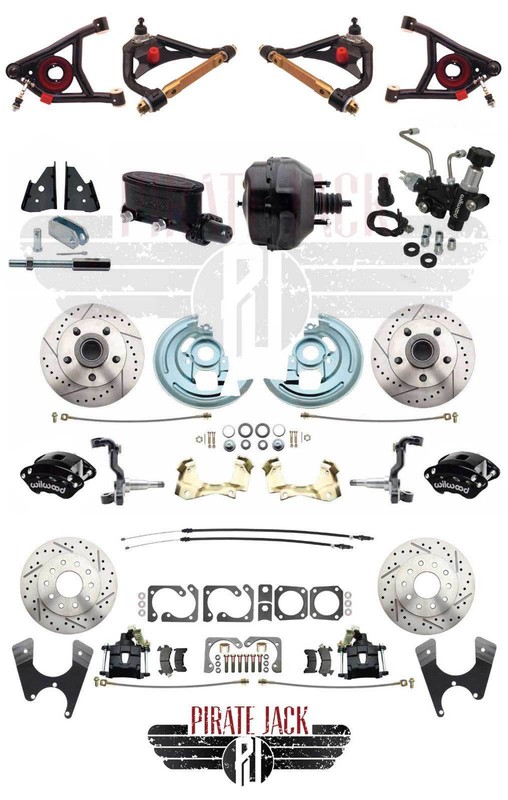 1964-1972 GM A Body Chevelle Wilwood Disc Brake Kit 9″ Black Dual Booster A Arms