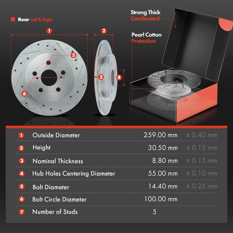 Front & Rear Drilled Rotor & Ceramic Brake Pad for Toyota Corolla Matrix Pontiac gallery