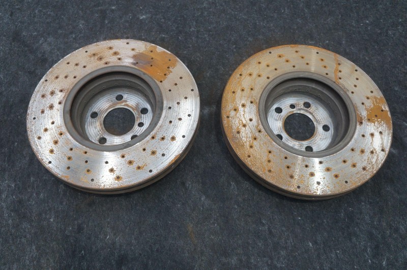 Set 2 Front Cross Drilled Disc Brake Rotor OEM 34116858623 Bmw I8 2014-17 19-20 gallery