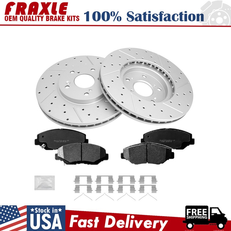Front Drilled Brake Rotors and Ceramic Pads Kit for 2003 2004 -2008 Honda Pilot