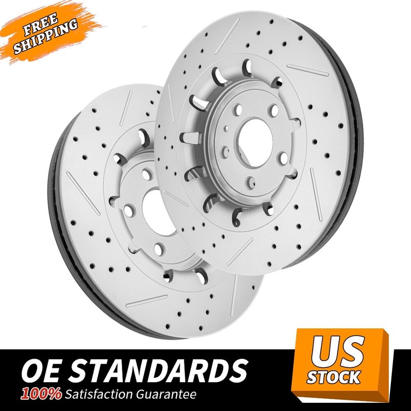352mm Front Drilled Slotted Brake Rotors for Ford Flex Explorer Lincoln MKS MKT