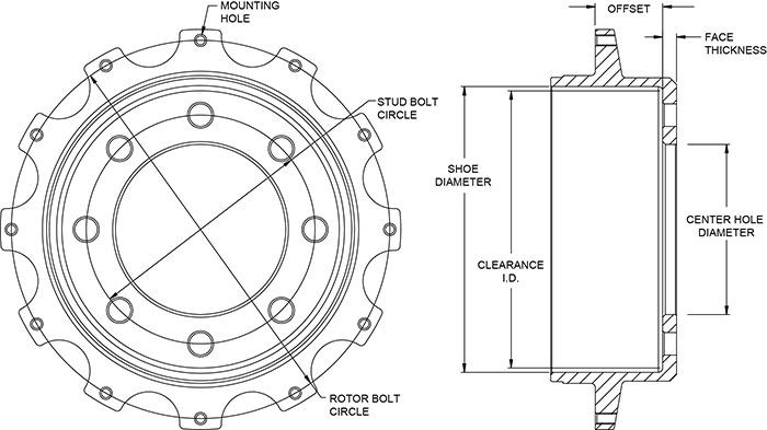 Wilwood Disc Brake Rotor Hat Set - HAT,D-DRUM,12x10.75 BC,8x6.50 MT,1.911 OFFSET gallery