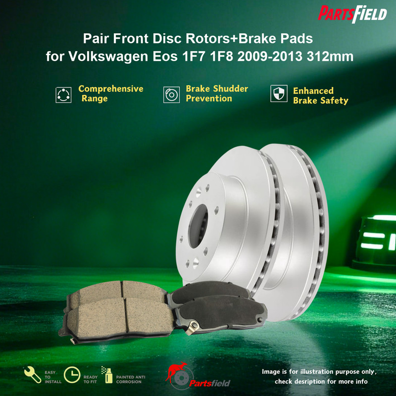 Pair Front Disc Rotors+Brake Pads for VW Eos 1F7 1F8 2009-2013 312mm