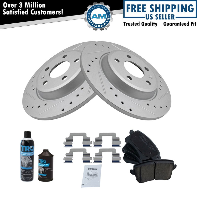 Rear Performance Coated Brake Rotor & Ceramic Pad Kit w/Chemicals