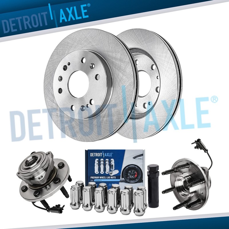 Front Disc Rotors Wheel Hubs 12pc Lugnuts w/key for 2007-13 Suburban 1500 Tahoe