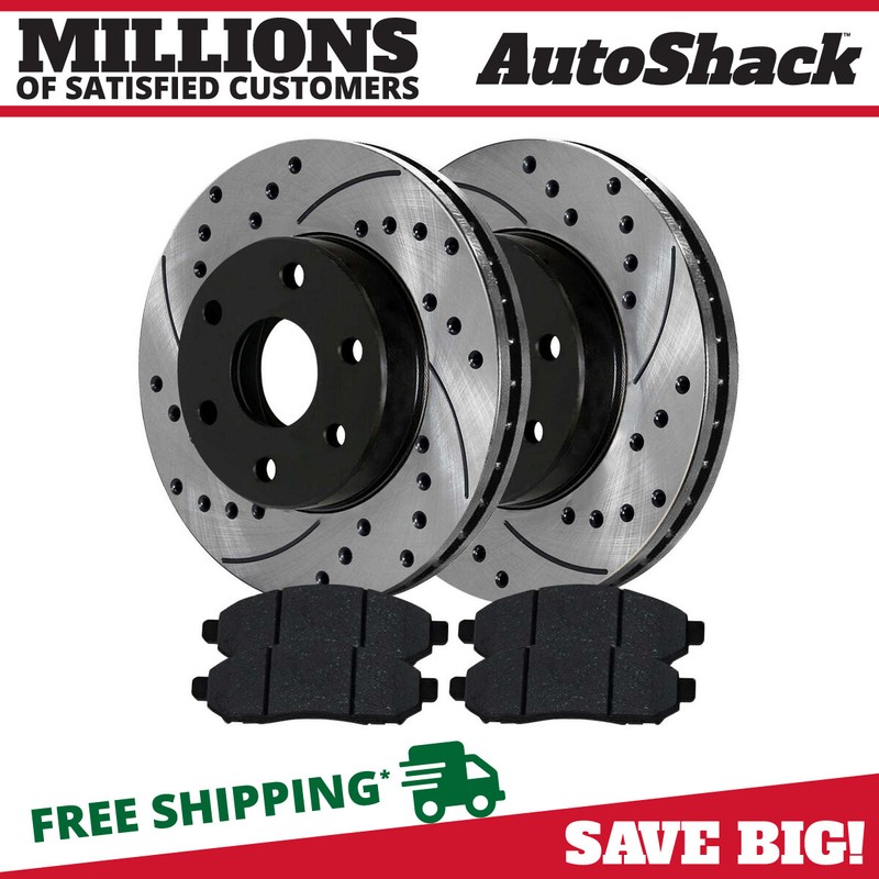 Front Drilled Brake Rotors Black & Pads for Nissan Frontier Xterra Pathfinder V6