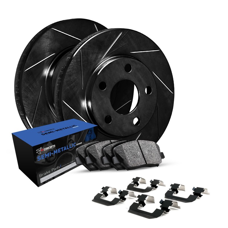 R1 Concepts Wcyh1 76158 R1 Brake Rotors Slotted Black W Semi Met Pads gallery