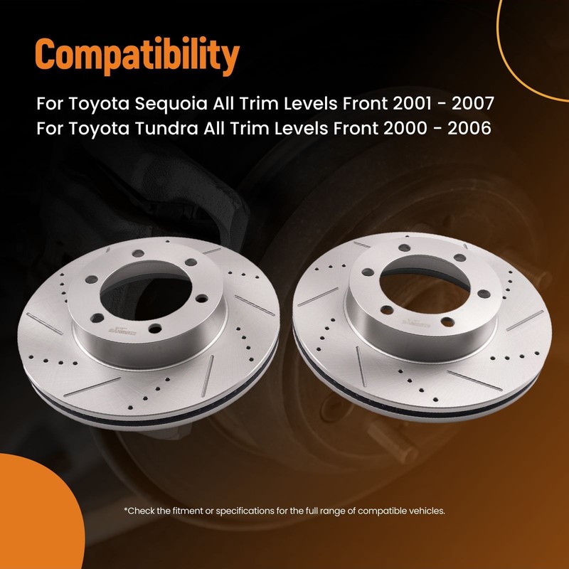 Front Brake Rotors Pair for Toyota Sequoia 2001 2002 2003 2004 2005 2006 2007 gallery