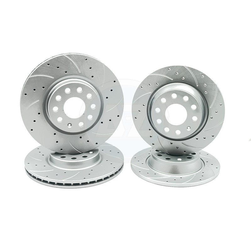 FOR VW GOLF GTI MK7 DRILLED GROOVED FRONT REAR BRAKE DISCS 312mm 300mm