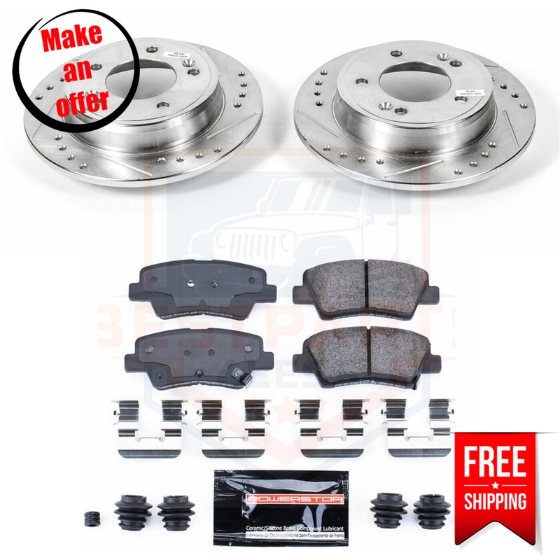 Powerstop K6502 Brake Disc and Pad Kit rear 5 lugs for 2014-2021 Kia Forte
