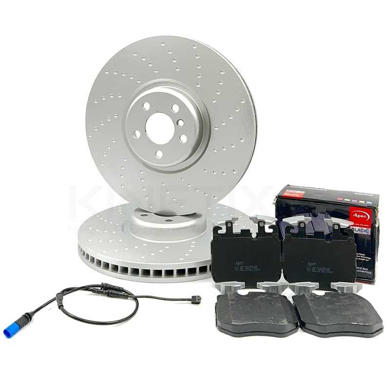 FITS BMW X7 M 60i G07 M SPORT FRONT BRAKE DISCS APEC BLACK PADS SENSOR 395mm