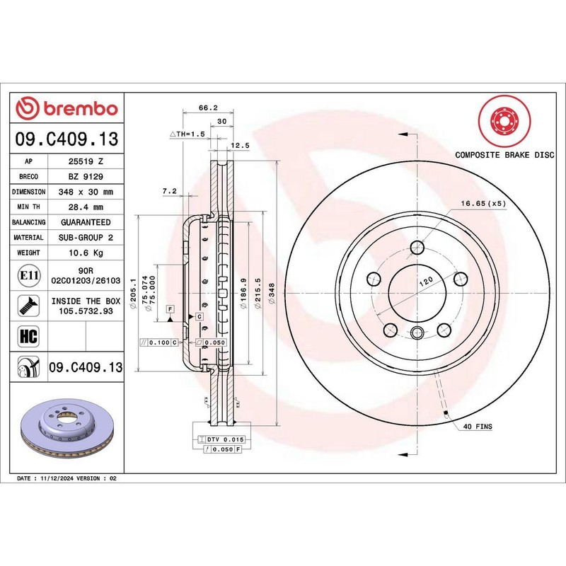 Brembo Front Disc Brake Rotor for 2016 BMW ActiveHybrid 5 gallery